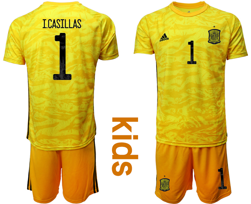 2021 European Cup Espana yellow goalkeeper Youth #1 soccer jerseys